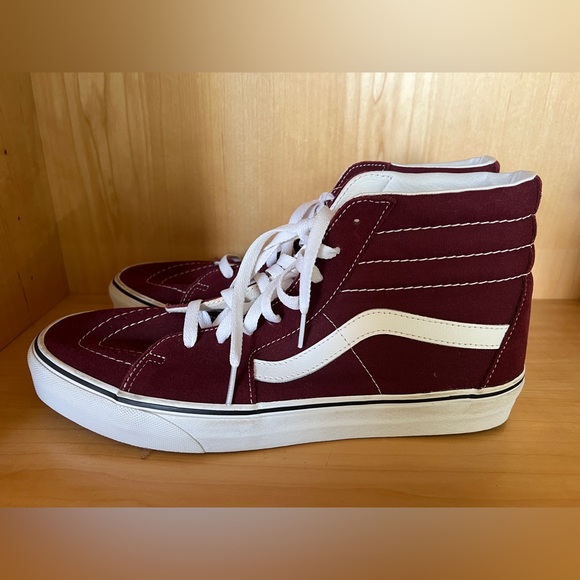 VANS High-Top Skateboard Shoes Maroon & White Size 11 Euro 44.5 Lace Up Sneaker - Picture 3 of 10